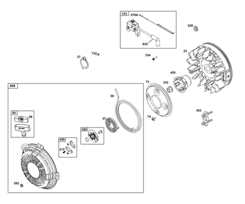Flywheel, Ignition, And Starter Group Diagram and Parts List for 305442-0617-H5 200000 - 399999 Briggs and Stratton Engine